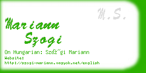 mariann szogi business card